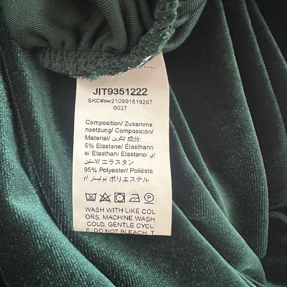 Dark Green Velvet Party Dress Women XL Deep V Neck Long Sleeve Christmas Cocktai - Picture 7 of 9